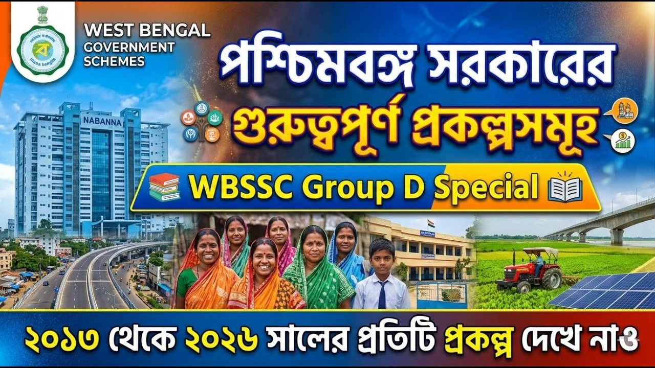 পশ্চিমবঙ্গ সরকারের সমস্ত গুরুত্বপূর্ণ প্রকল্প (২০১৩-২০২৬) | WB Govt Schemes for All Competitive Exam