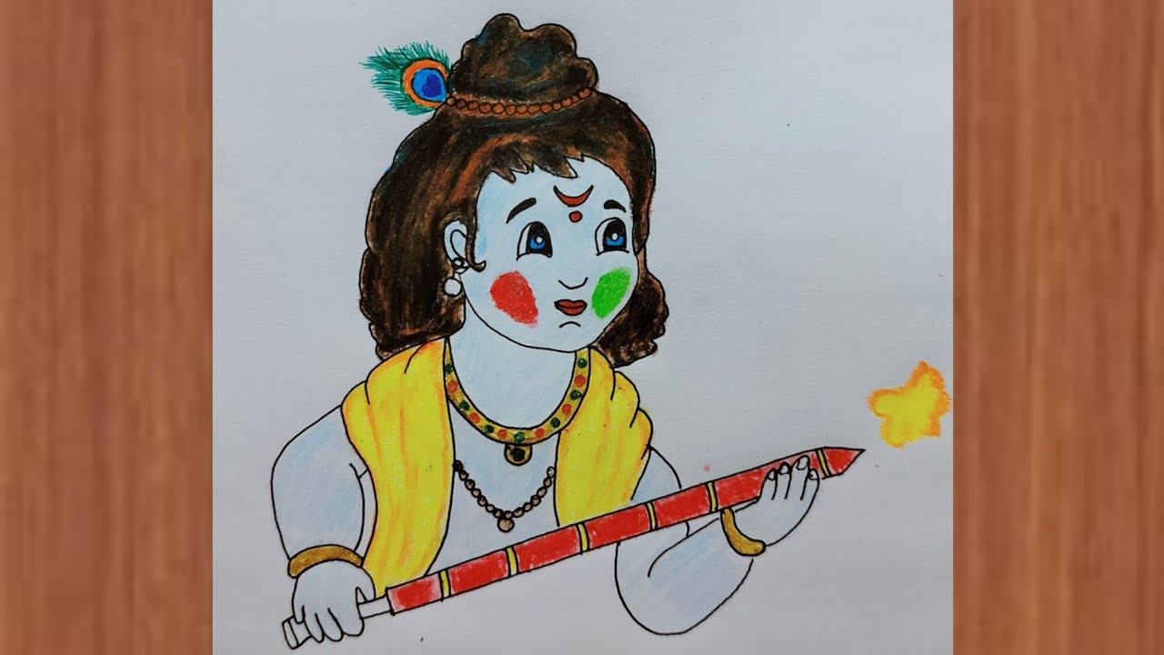 Happy Holi kanha || Krishna Holi Drawing || Holi Special Drawing || Holi Poster Drawing | Happy Holi