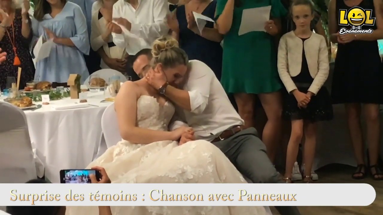 MARIAGE Surprise des témoins  chanson avec panneaux