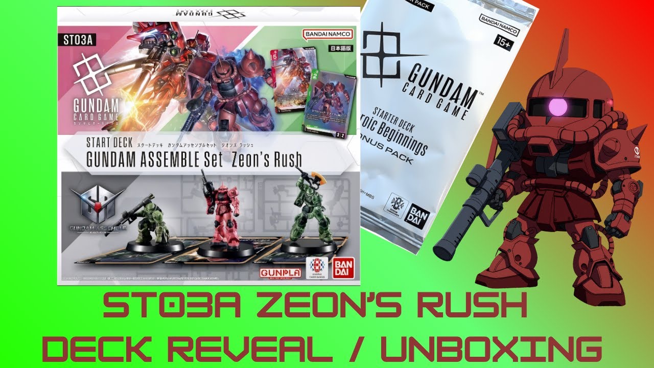 RIPPIN GUNDAM CARD GAME STARTER DECK ST03A ZEON'S RUSH GUNDAM ASSEMBLE SET - INSANE BONUS! 🔥🔥🔥
