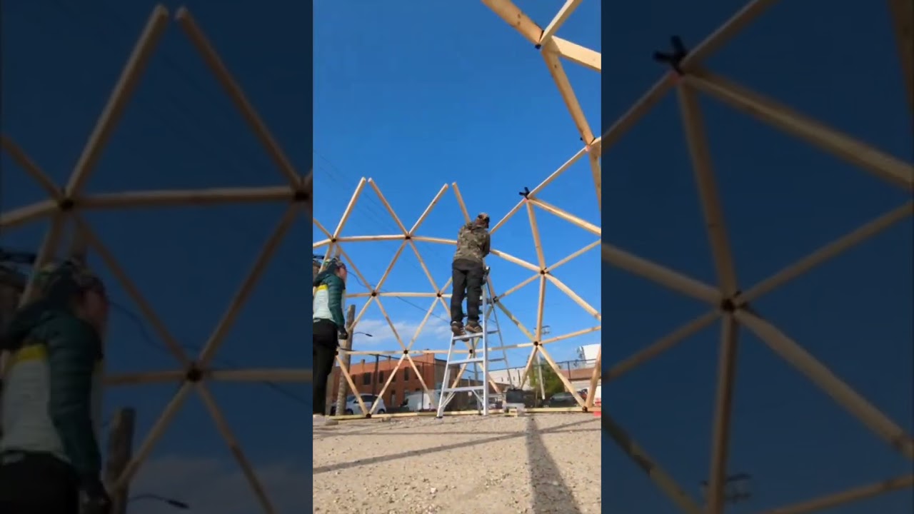 3V dome assembly using brackets from Thunder Domes #dome #geodesic #diy #art #geodesicdome