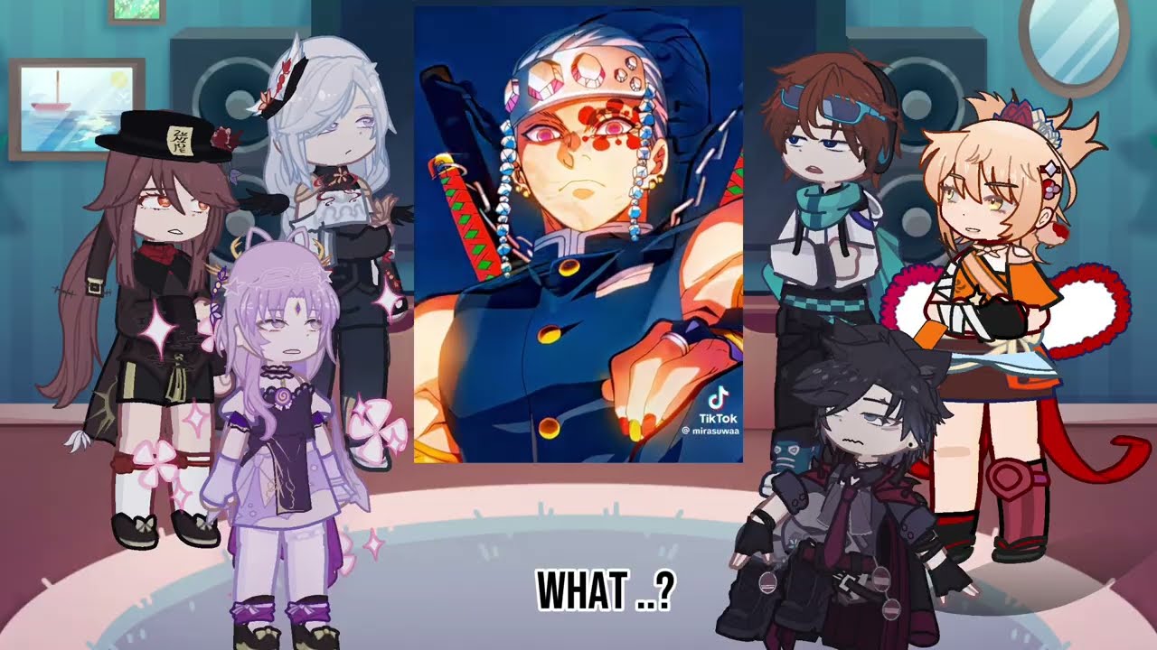 Genshin impact react to aether as tengen | demon slayer | giyuu | Gacha life 2