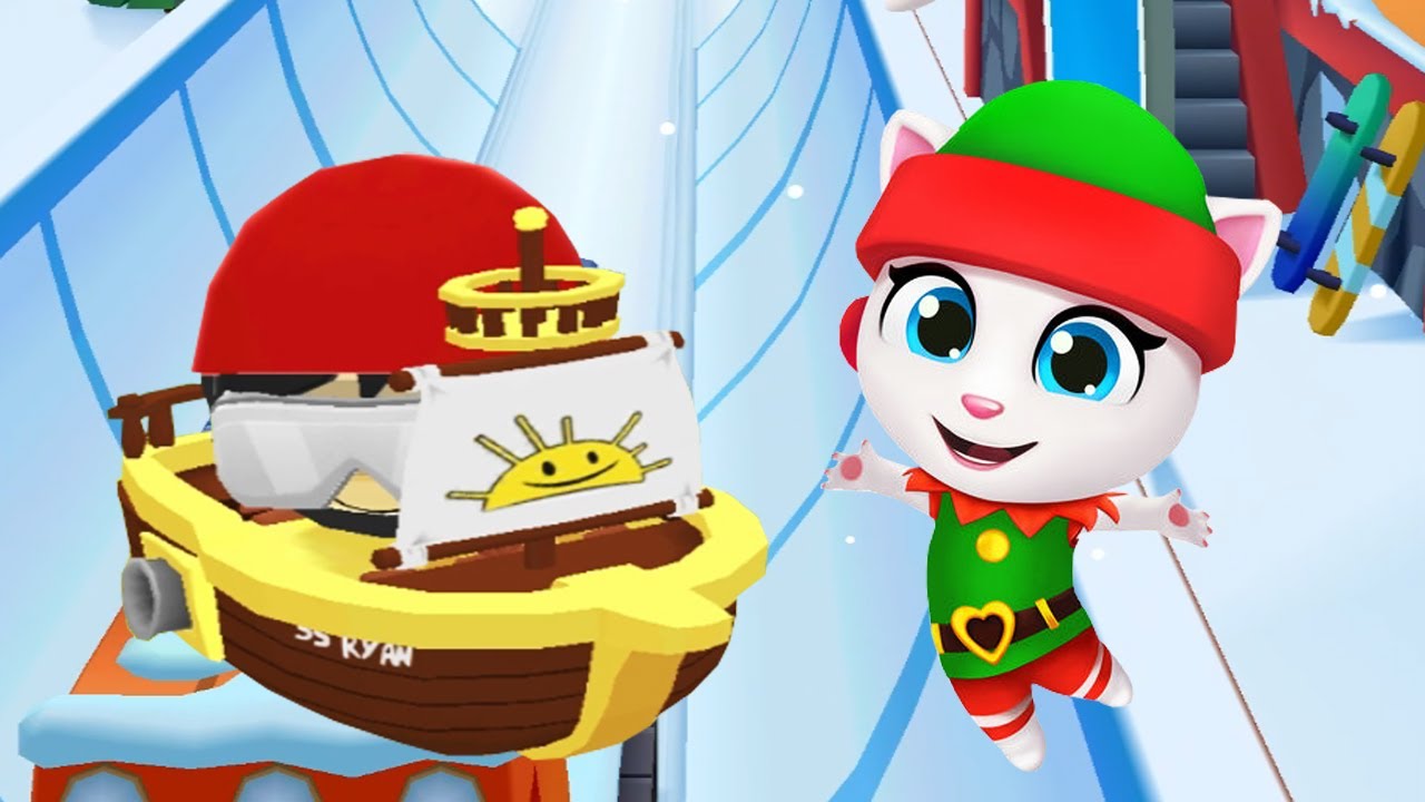 Elf Angela Vs Antarctica Ryan With Clipper &ndash; Talking Tom Gold Run Vs Tag With Ryan