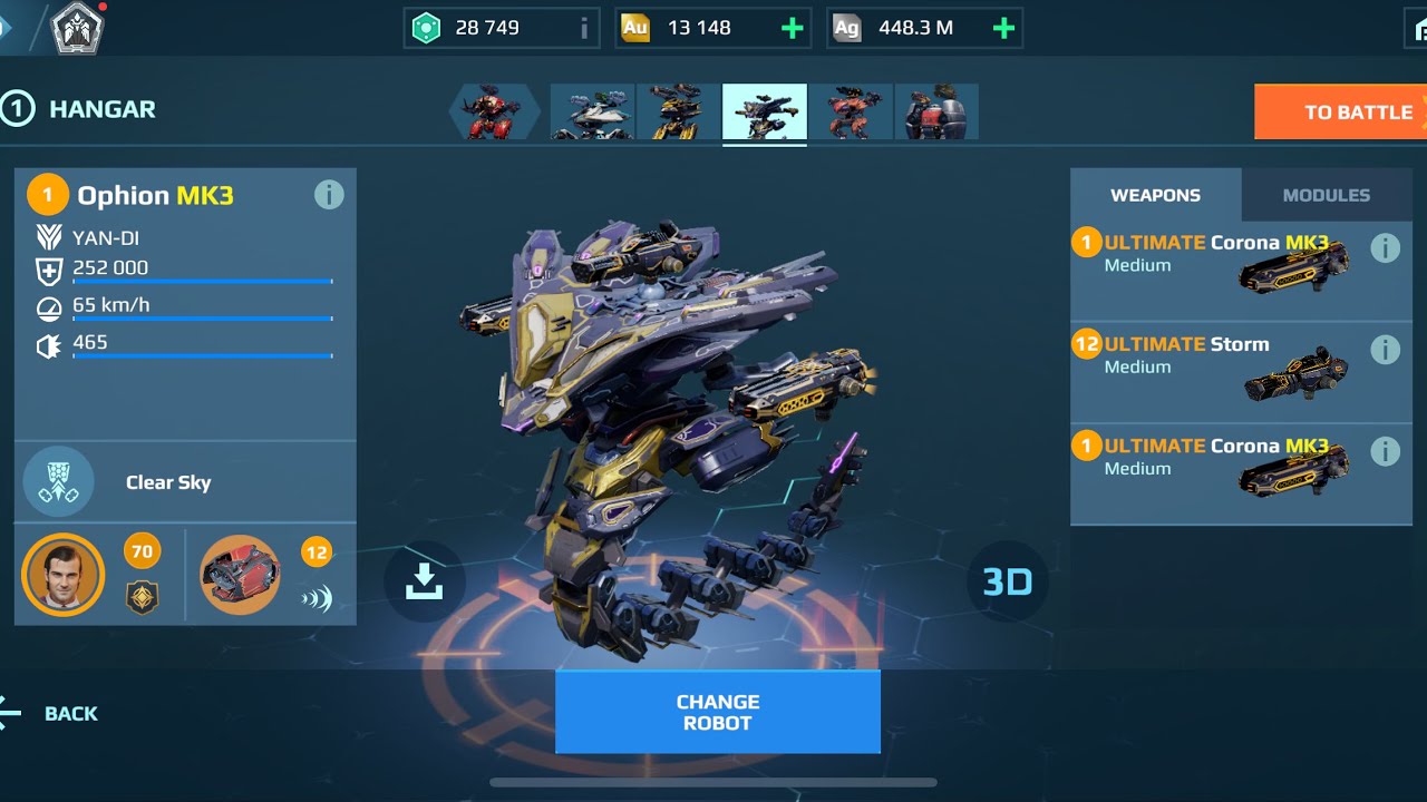 Ophion Ultimate Corona Storm | War Robots Gameplay