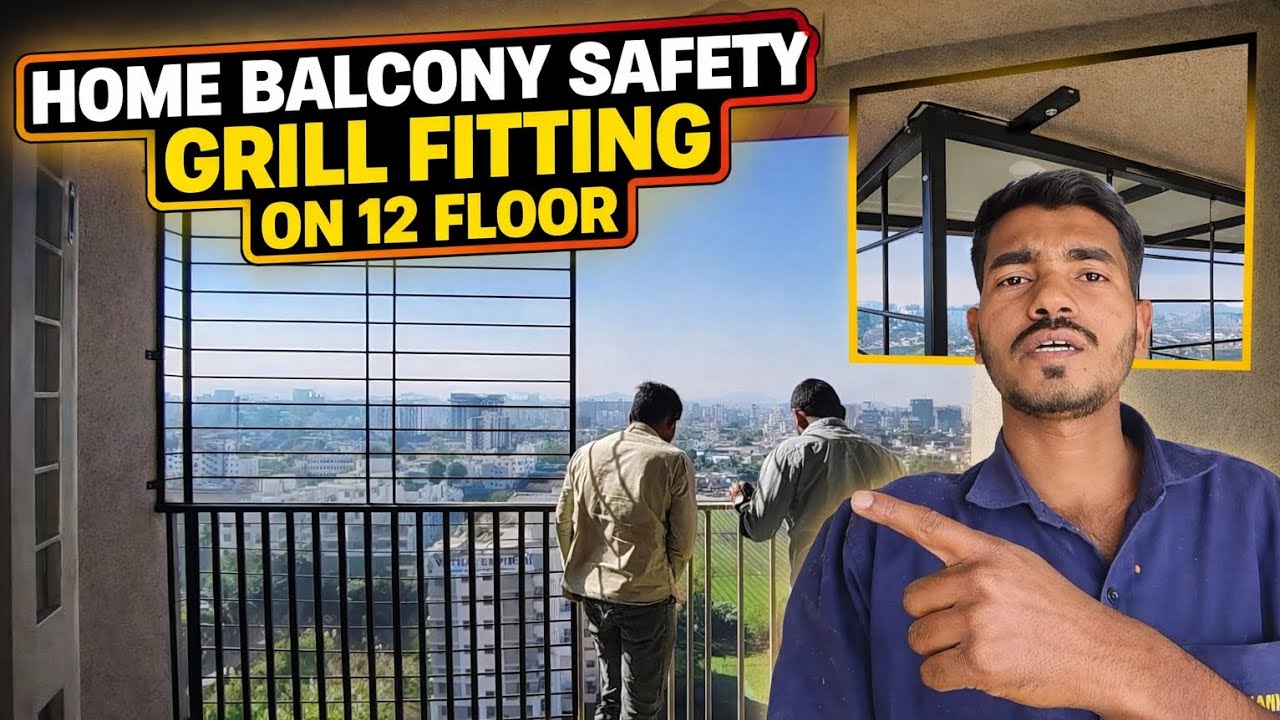 12th floor 😱 home balcony safety grill fitting process 👍👍✅