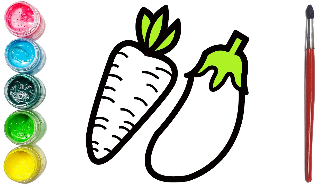 Menggambar Dan Mewarnai Sayur-sayuran Untuk Anak | Various Vegetables Coloring Page For Children