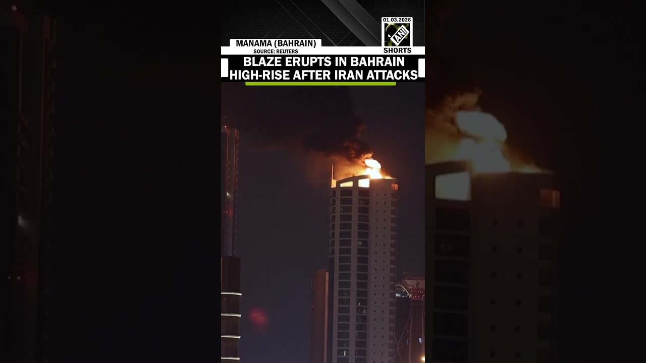 Residential buildings burning in Bahrain after Iranian drone strikes | Iran vs US | Israel