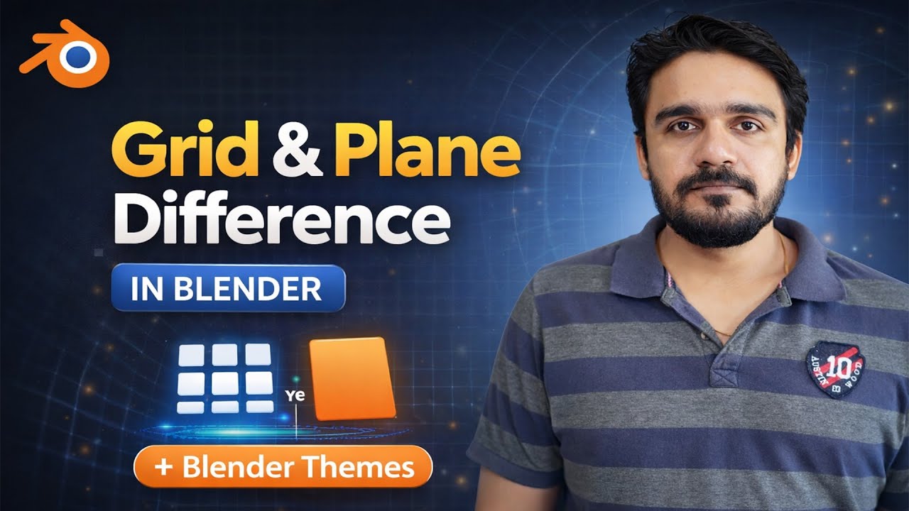 Blender Grid vs Plane Difference Explained in Hindi | Blender Themes for Easy Working | Chapter 10