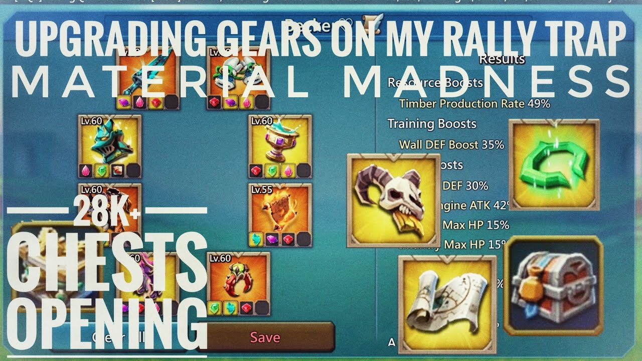 CHESTS OPENING ON MYTHIC RALLY TRAP - UPGRADING MY GEAR TO MYTHIC! - Lords Mobile