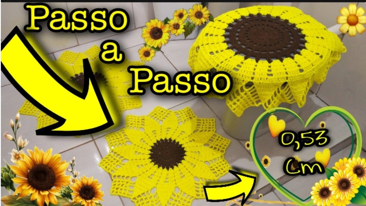 🌻Jogo de Banheiro Girassol🌻Tapete Versão menor apenas 0,53cm VERSÃO CANHOTO