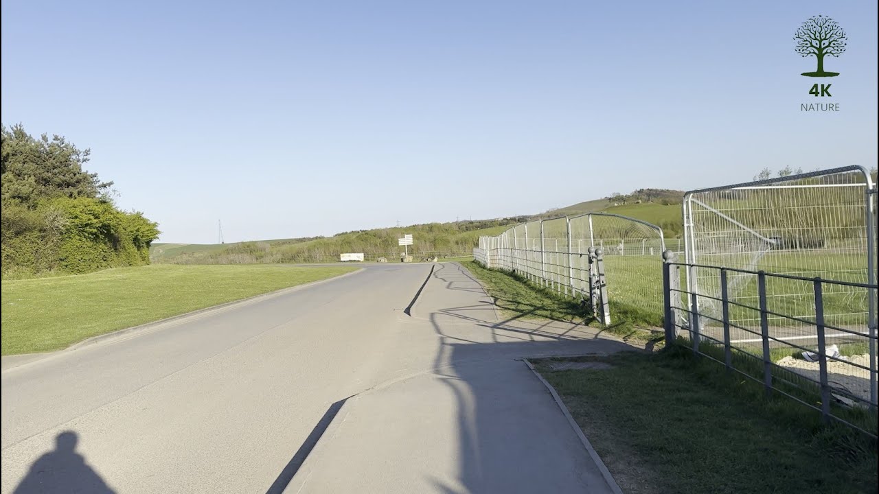 Roadside path beside the quiet park