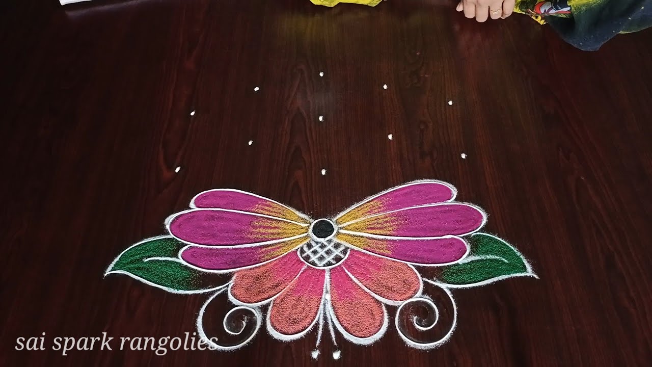 beautiful peacock rangoli | latest flower rangoli | small daily kolangal @saisparkrangolies