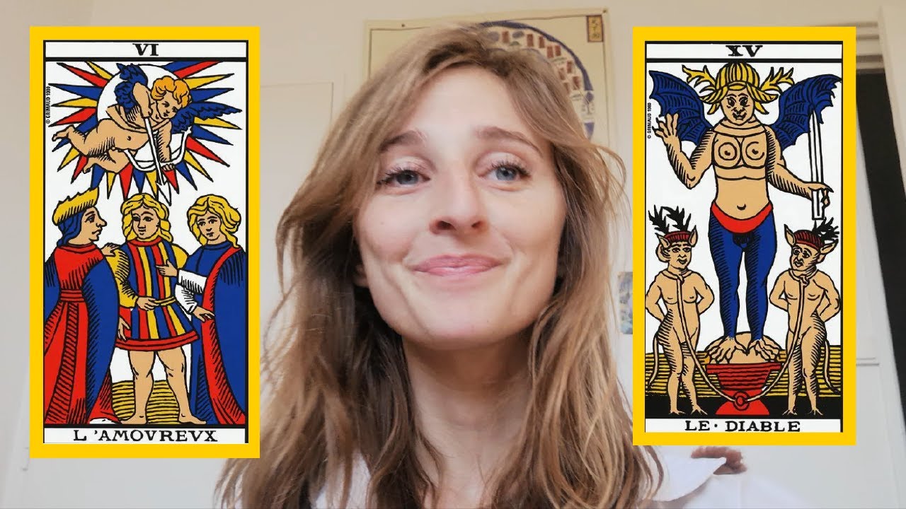 Initiation symbolique carte du Diable et de l'Amoureux - Tarot de Marseille