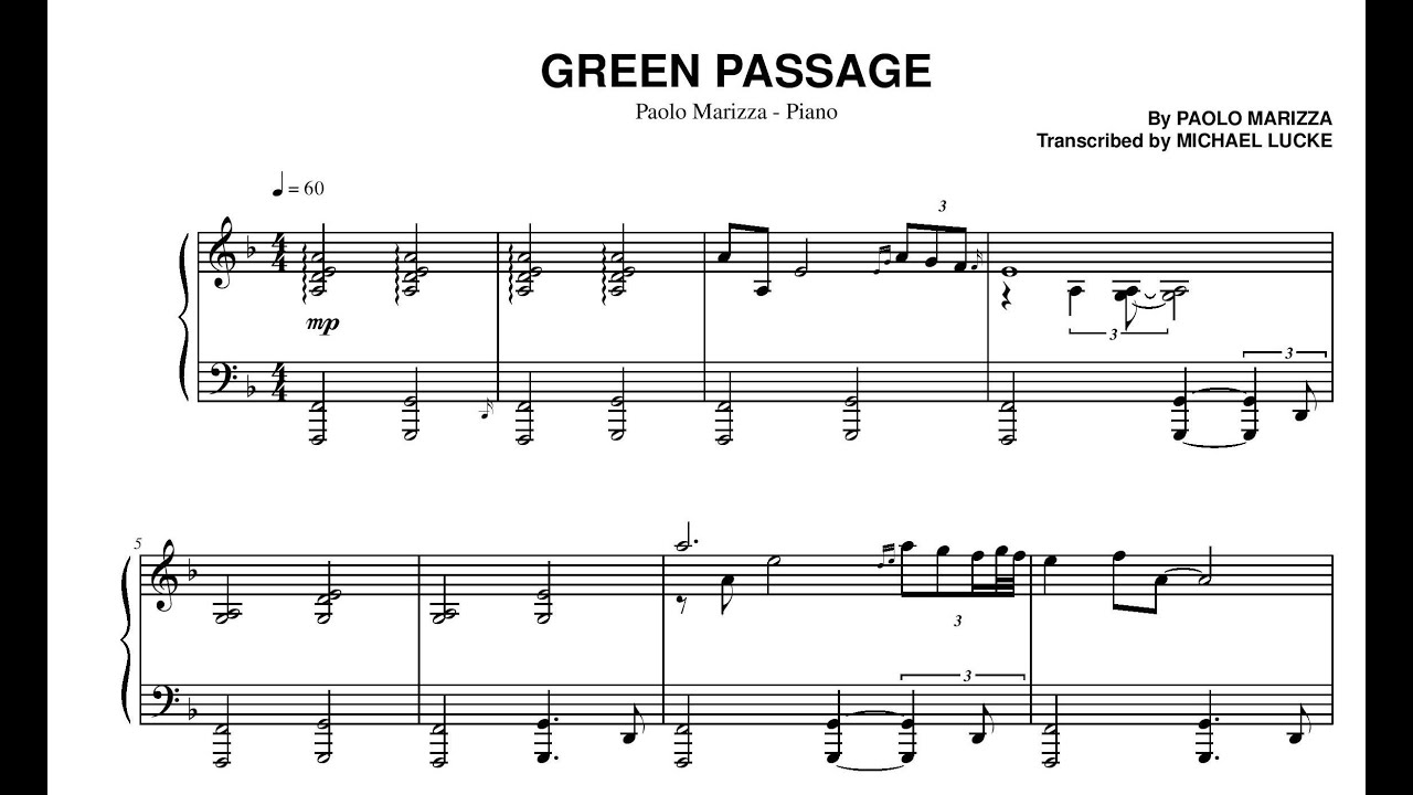 Paolo Marizza - Green Passage - Transcription