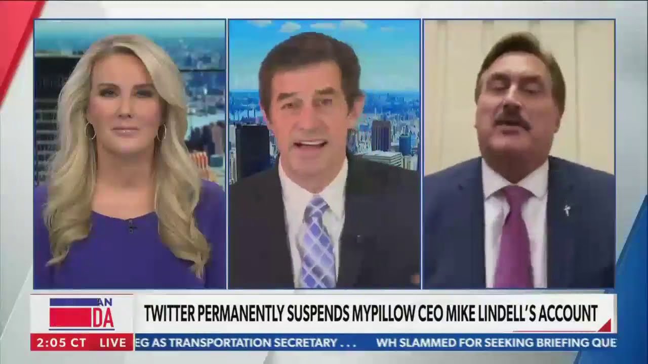 NewsMax host talks with Mike Lindell about Twitter censorship. Interviewer attempts to censor him.