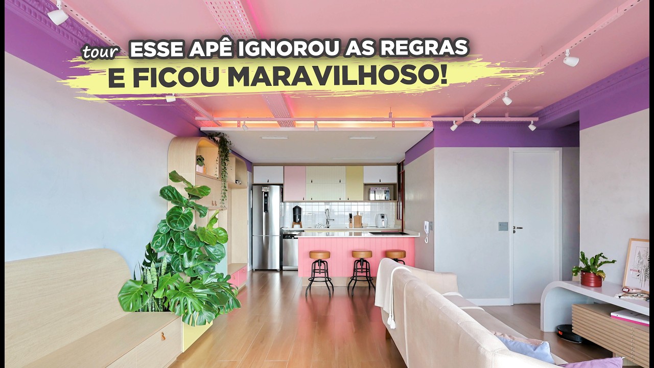 Um APÊ dos SONHOS cheio de COR!!! O ENCONTRO do ANTIGO e o NOVO em 69M² com 2 quartos | Gaby Garciia