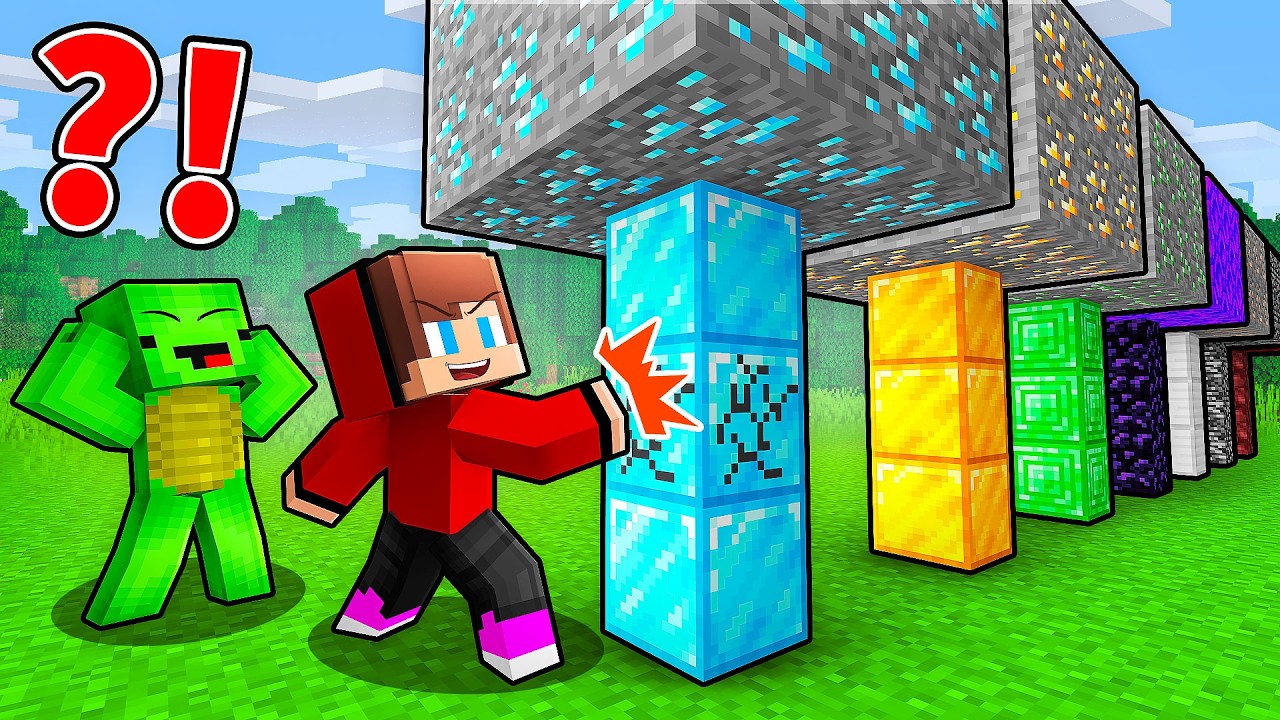 JJ and Mikey: STRENGTH POWER BATTLE in Minecraft - Maizen
