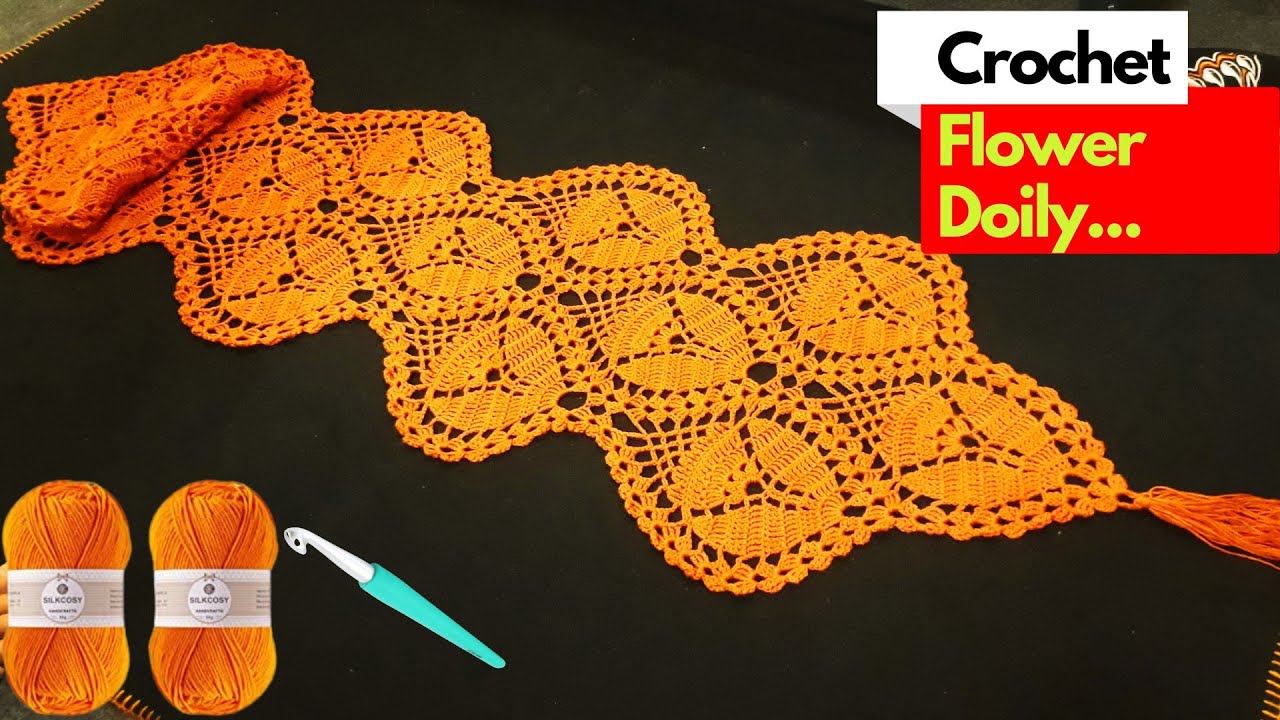 Crochet Table Runner in Tulip Flower Pattern | Easy English Tutorial