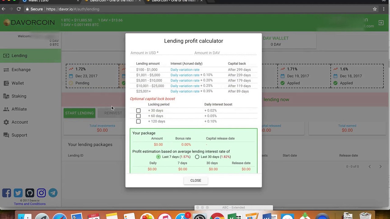 How to lend on Davor lending platform