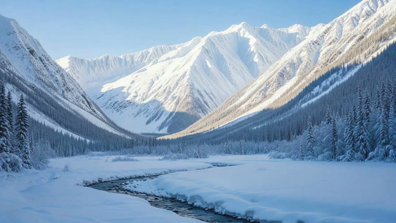 Winter's Embrace: Discover Tranquility in a Snow-Capped Valley