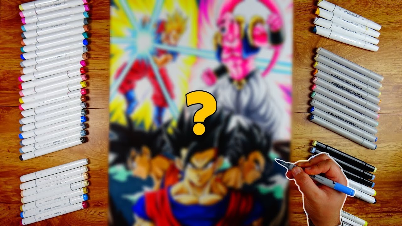 Drawing Goku & Gohan Fusion vs Majin Buu | Commission 