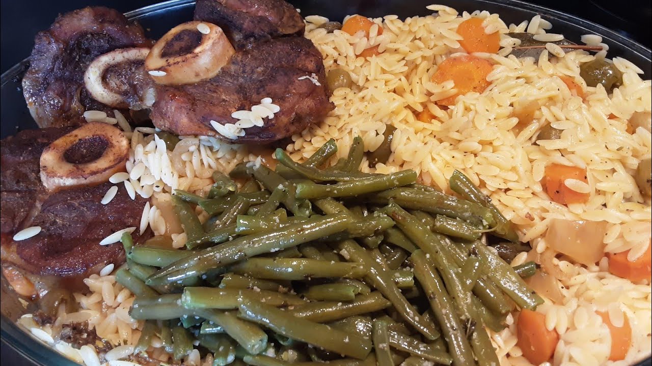 Jarret de veau/haricots sautés/langue d'oiseau au four comme celui des fêtes kabyle