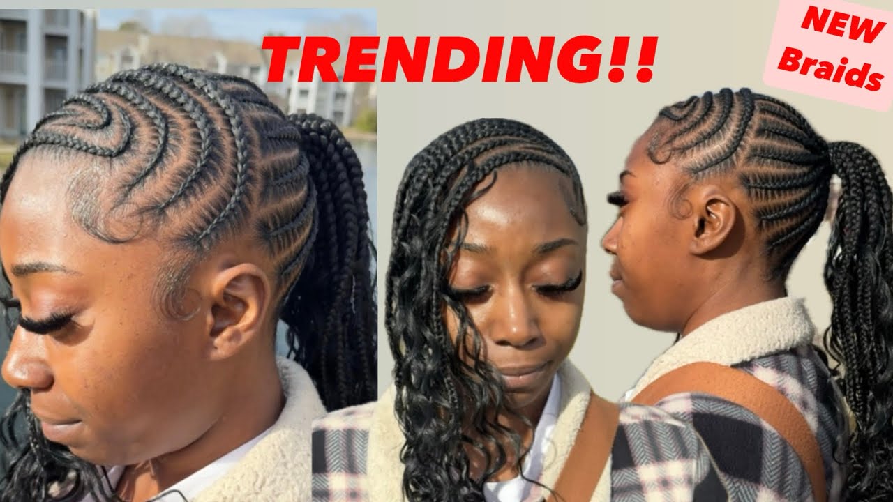 Trending Hairstyle! Lemonade Braids w/ Ponytail | Tutorial