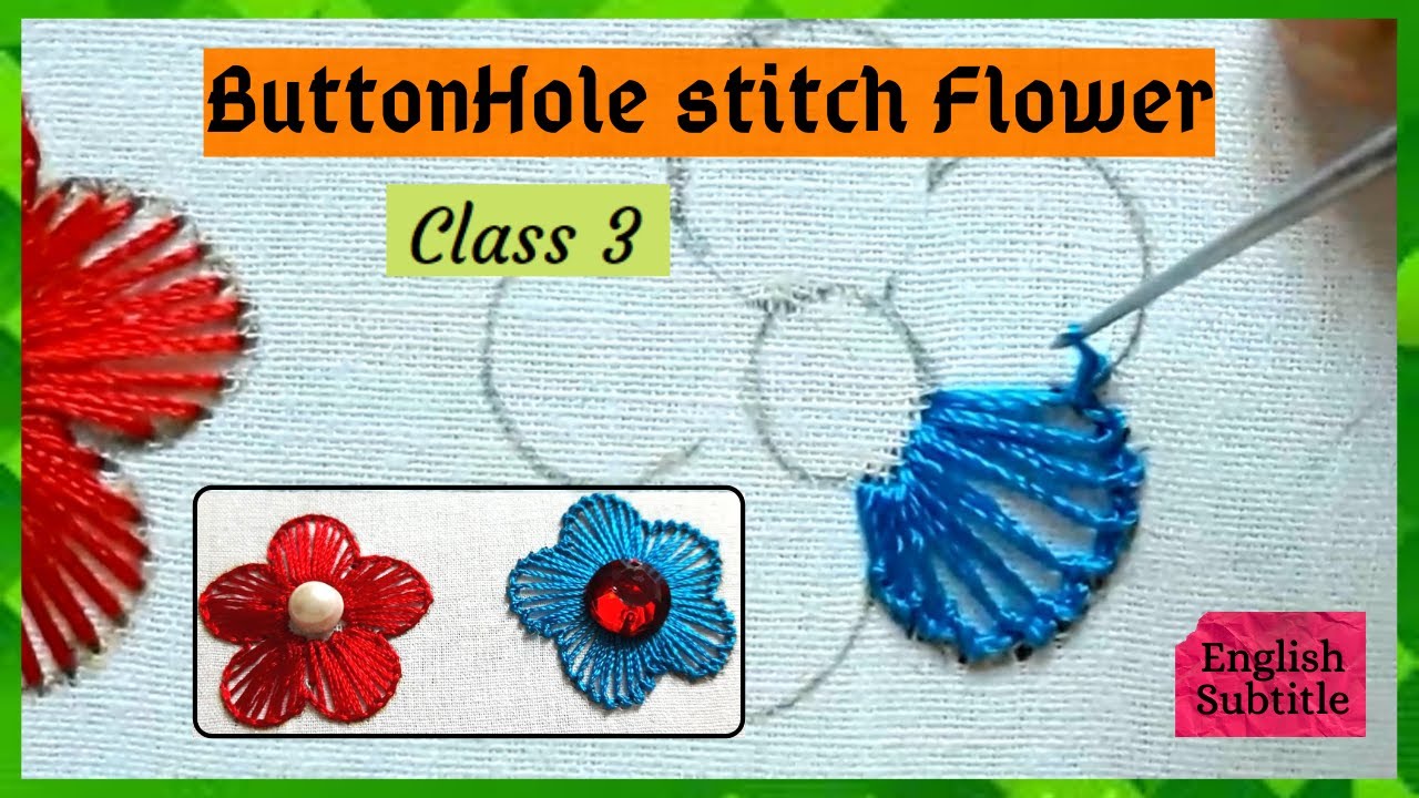 Flower using Button hole stitch in Aari | In Tamil with Eng. subtitle | Needles & Ladles