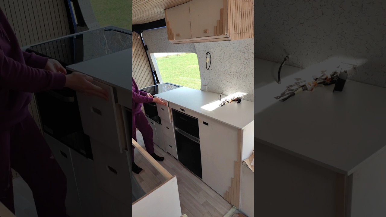 Kitchen 🚐 Van build series #vanbuild #diy #timelapse