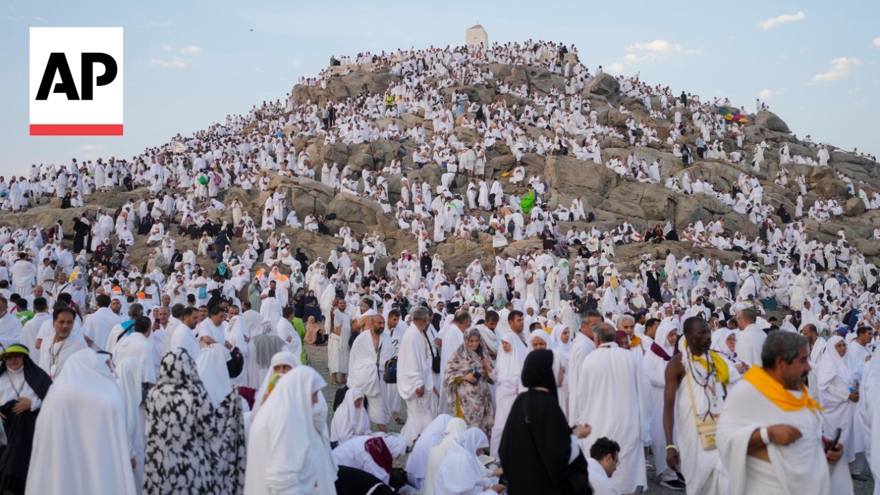 Muslims perform rituals at Mount Arafat on the most sacred day of Hajj