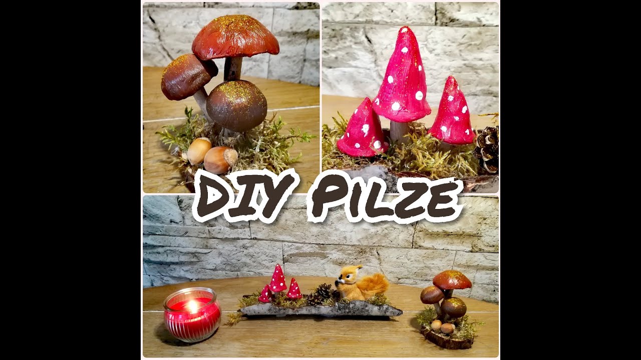 DIY Herbstdeko aus Modelliermasse, Fliegenpilz / Steinpilz / Herbstpilze basteln