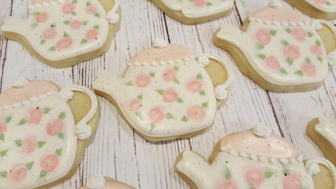 Vintage Rose Teapot Sugar Cookies on Kookievision by Sweethart Baking Experiment