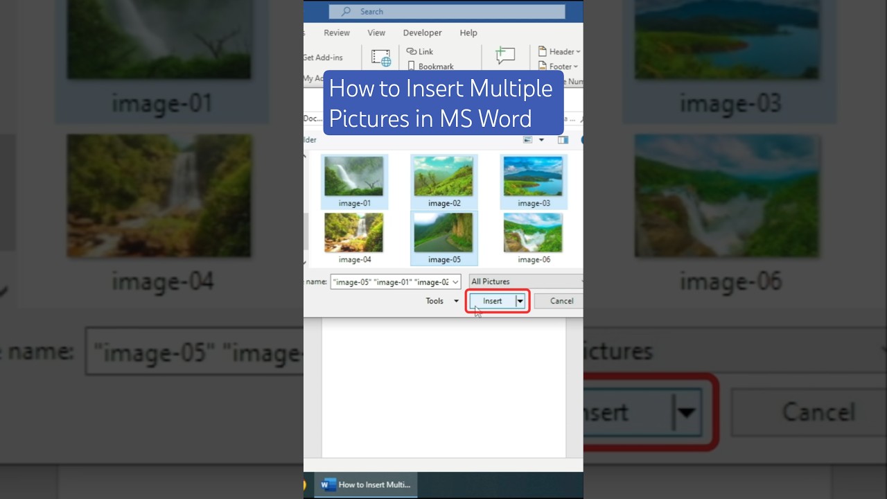 How to Insert Multiple Pictures in MS Word #shorts #msword