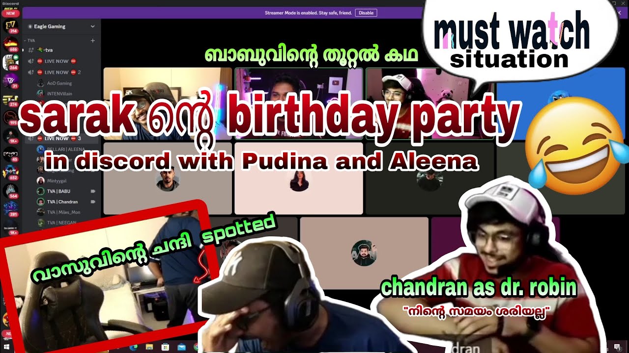 Sarak birthday party in discord with pudina and aleena must watch situation 🤣🤣 
