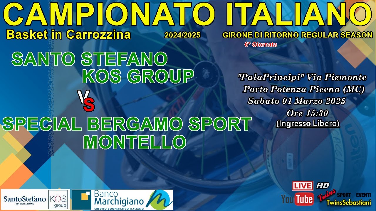 🏀S.STEFANO KOS GROUP vs SPECIAL BERGAMO SPORT MONTELLO 01.03.2025 Ore 15:30 &ndash; 6&deg; Giornata di Ritorno