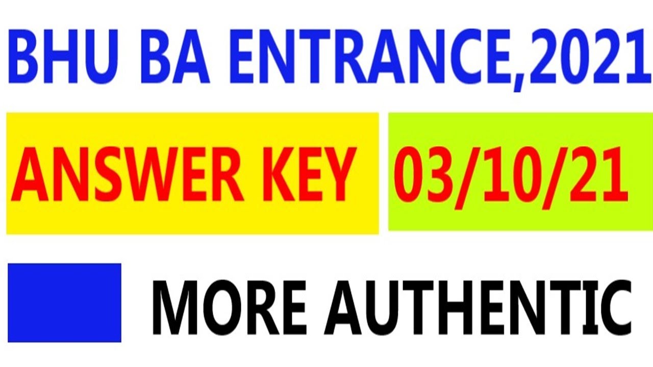 BHU BA Entrance exam answer key ,2021 ||  Answer key  || 03/10/2021