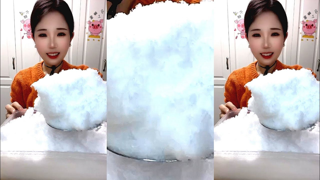 ASMR SHAVED WHITE ICE EATING YY