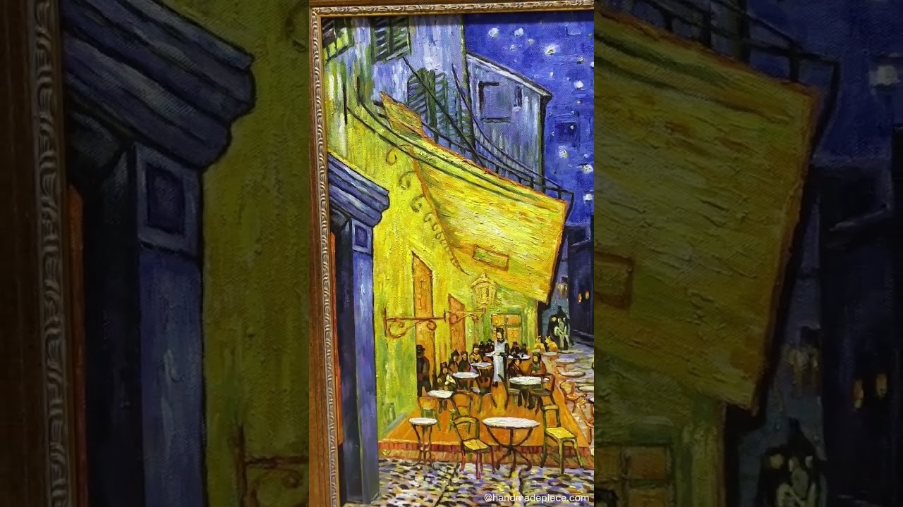 The Cafe Terrace Oil Painting with Classical Gold Frame | Vincent van Gogh Reproduction