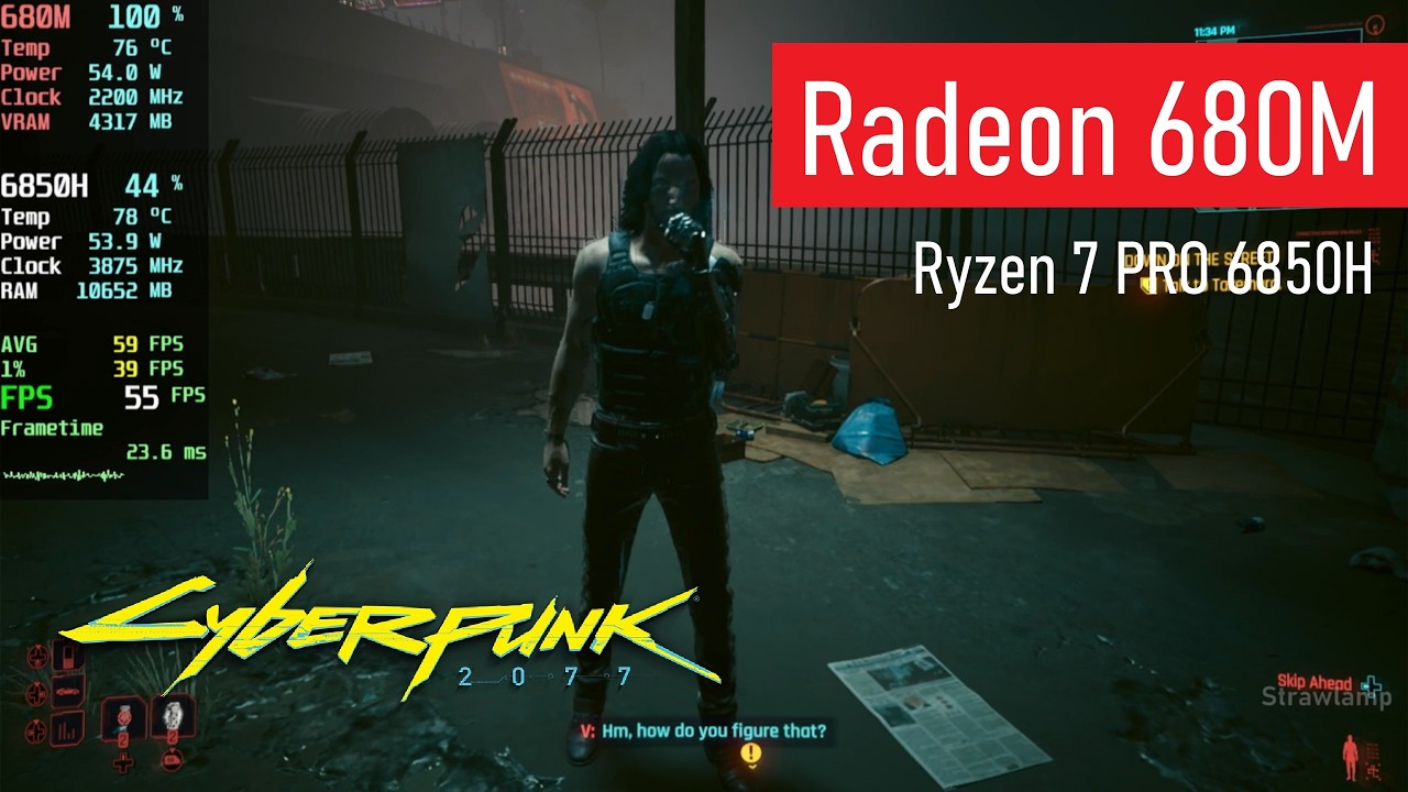 Cyberpunk 2077 | Radeon 680M (8GB VRAM allocated) | Ryzen 7 PRO 6850H