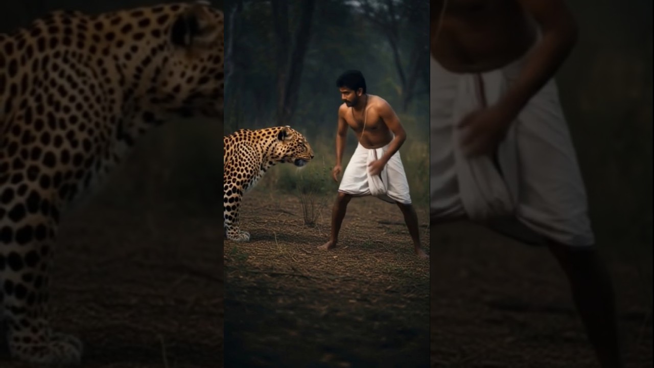 Man fights leopard alone #humanity #leopard #attack #fight #success #DreamScreenAI