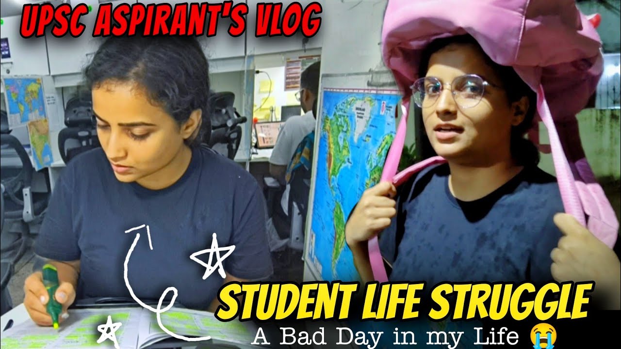 A Day in UPSC Aspirant Life 📚✨ | Delhi ki Barish ☠️ | Student Life struggle Vlog 😭
