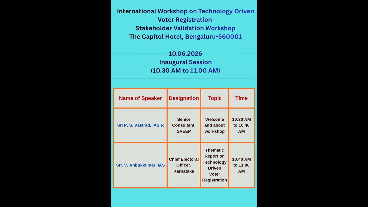 Live:- International Workshop on Technology-Driven Voter Registration