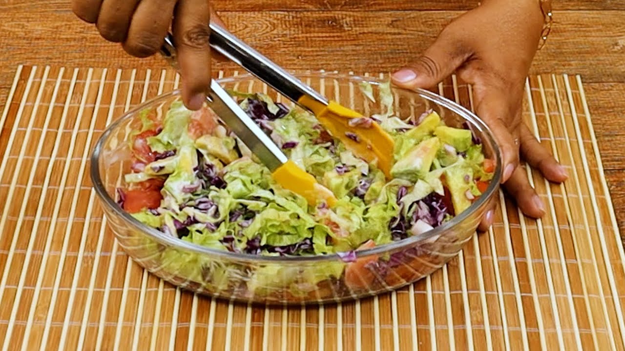 SALADA VERDE COM ABACATE FÁCIL LINDA E DELICIOSA