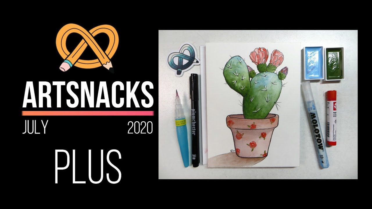 Artsnacks PLUS July 2020 / Art supplies unboxing, challenge / Kuretake and Daniels Smith watercolors
