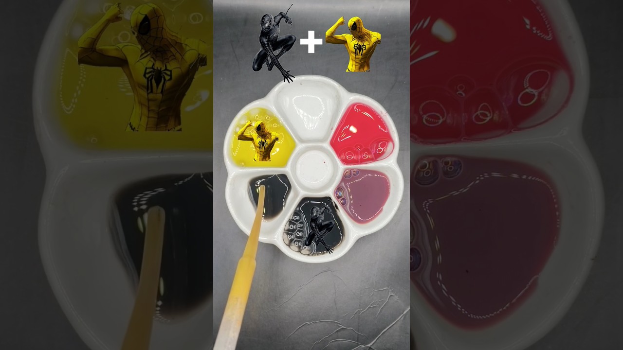 Spiderman making hulkbuster costume #colormixing #spiderman #marvel #toys #deadpool3#bass #music