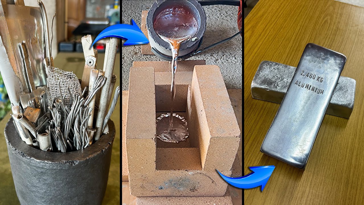 Huge Aluminium Ingot: From Failed To Success - ASMR - Metal Melting
