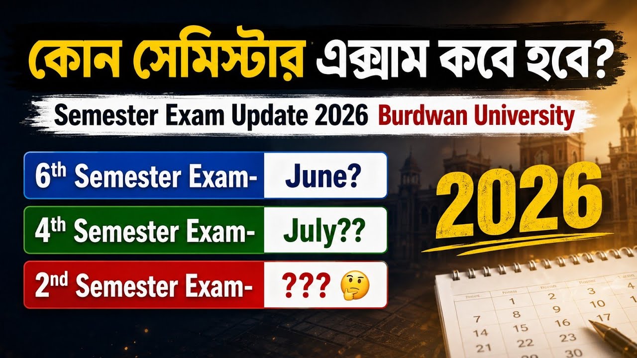 Burdwan University Upcoming Semester Exam Schedule 2026