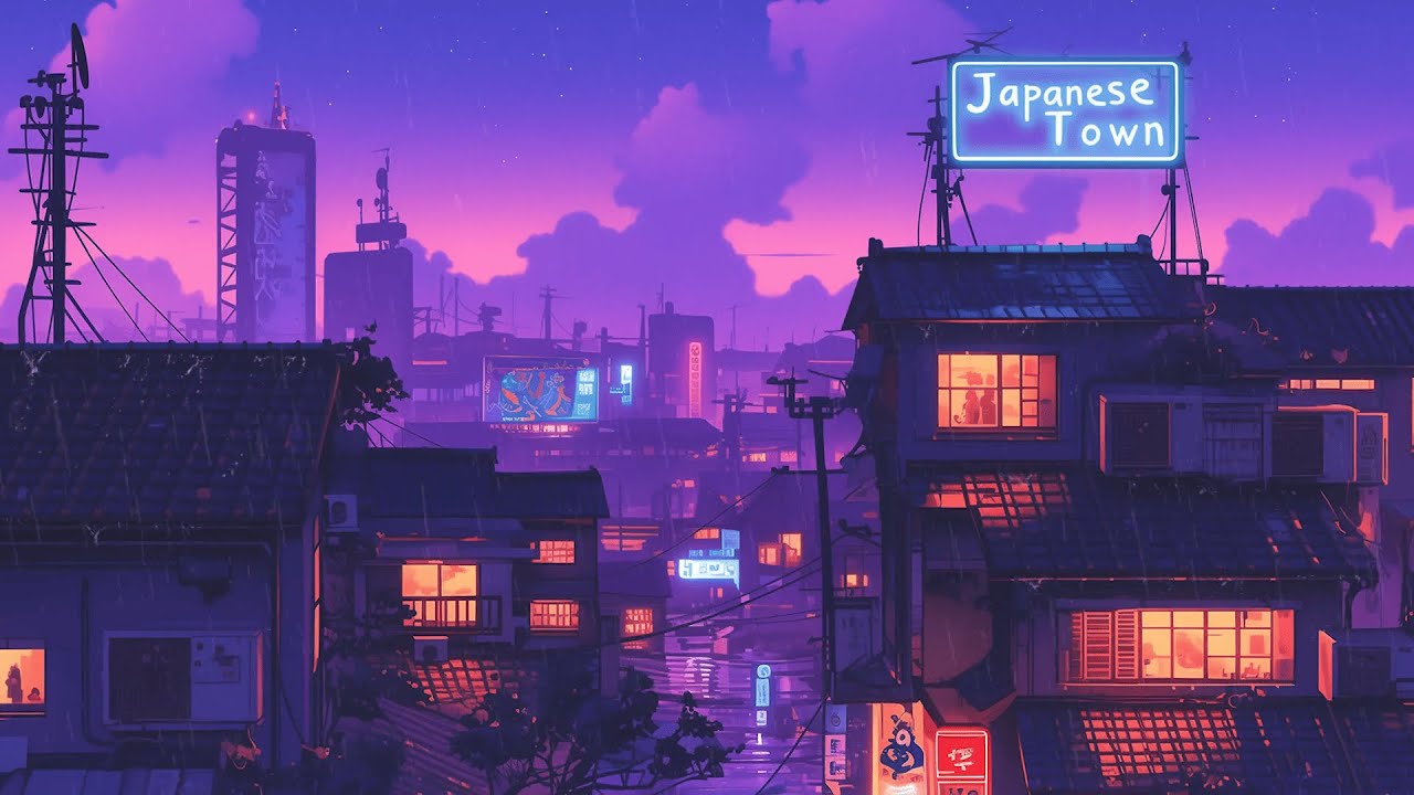1980s & 90s Lofi Hip Hop Beats 🪂 Retro Vibes & Nostalgic Japanese Town Ambience 🌆 Lofi Rain Playlist