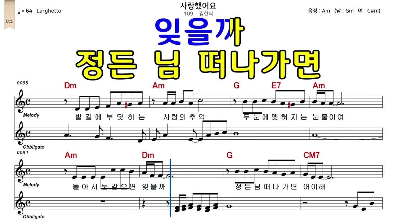 사랑했어요 김현식 악보와노래