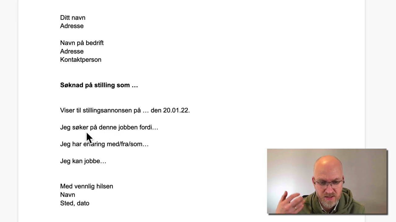 Hvordan skrive jobbsøknad - enkel mal